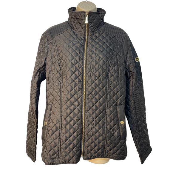 Michael Kors Quilted Long Sleeve Full Zip Jacket Color Black‎ Size L - Picture 1 of 8